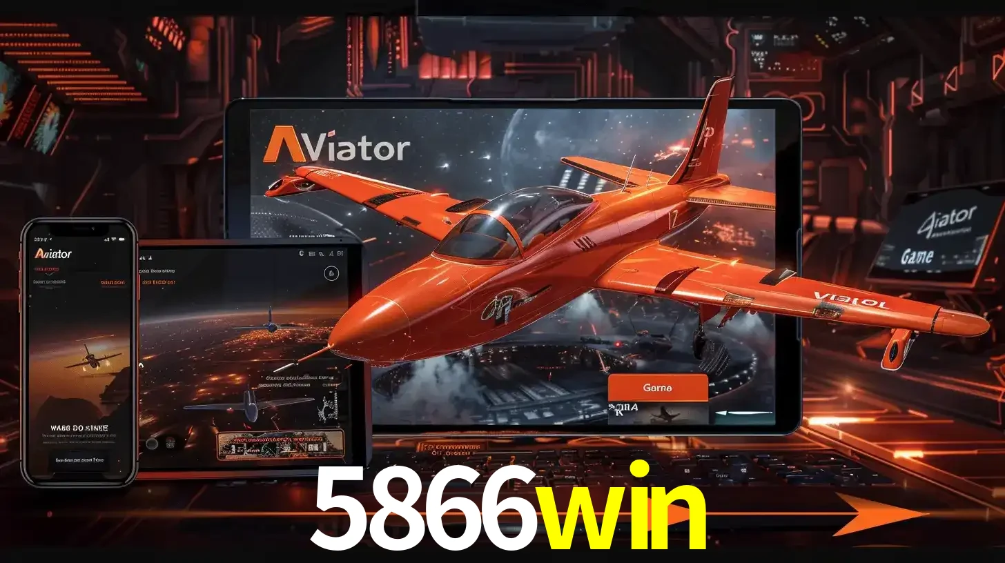 Apresentação tecnológica do jogo Aviator com um avião saindo da tela de um tablet, demonstrando a experiência imersiva em múltiplos dispositivos no 5866win.