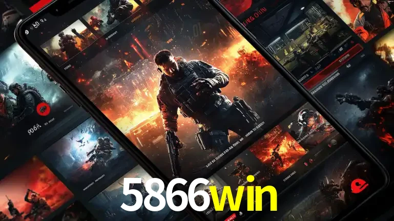 Tela de um celular exibindo uma galeria de jogos de tiro com temática militar, mostrando a variedade de e-sports disponíveis para apostas na plataforma de entretenimento 5866win.