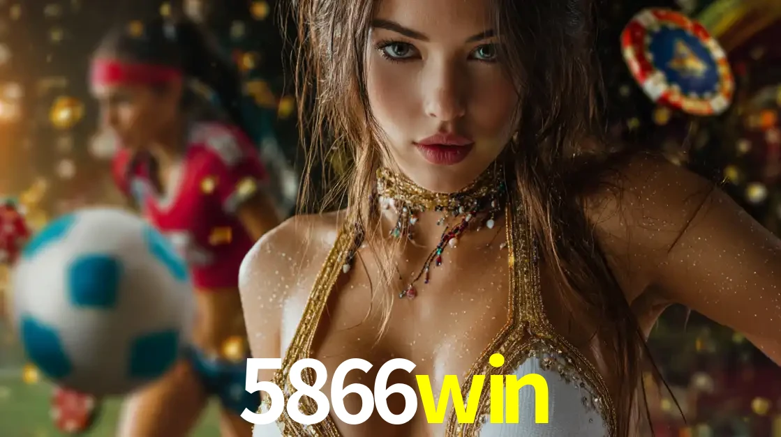 Mulher elegante representando a combinação de glamour e emoção das apostas esportivas, com uma jogadora de futebol ao fundo, destacando a ação no 5866win.